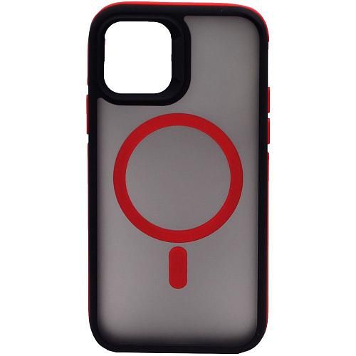 Чехол - накладка совместим с iPhone 12 (6.1") "Mystery" с Magsafe пластик+силикон красный