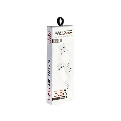Кабель USB - TYPE-C WALKER C795 белый (1м) /3,3А/