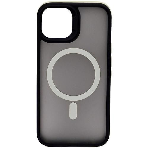 Чехол - накладка совместим с iPhone 13 (6.1") "Mystery" с Magsafe пластик+силикон белый