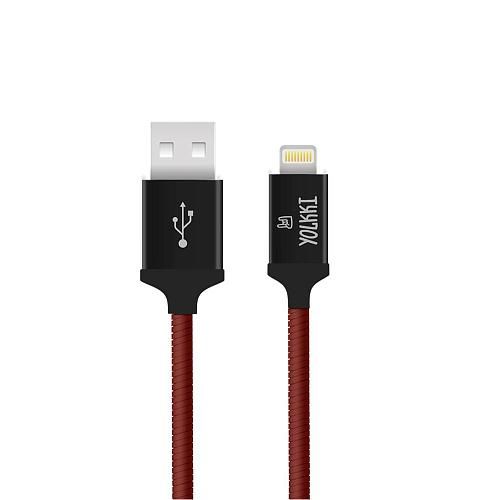 Кабель USB - Lightning 8-pin YOLKKI Pro 03 красный (1м) /max 2,1A/