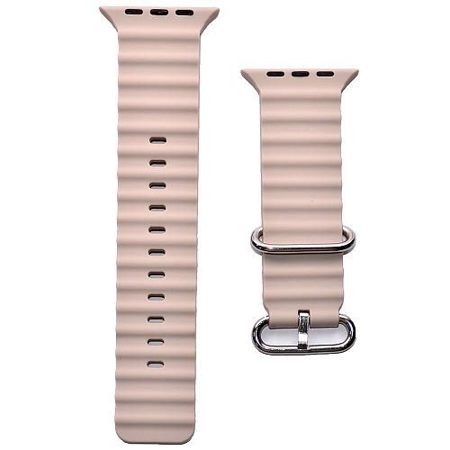 Ремешок совместим с Apple Watch (42/44/45/49 мм) силикон ребристый светло-розовый 