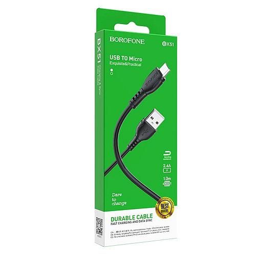 Кабель USB - micro USB BOROFONE BX51 черный (1м)