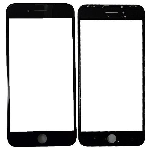 Стекло совместим с iPhone 8 Plus + OCA + рамка черный (олеофобное покрытие) 
