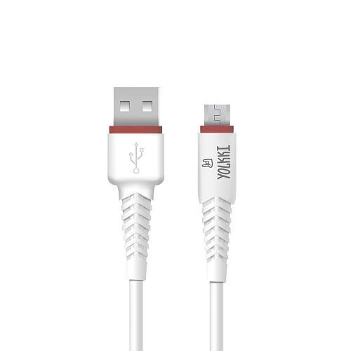 Кабель USB - micro USB YOLKKI Pro 04 белый (1м) /max 2,1A/