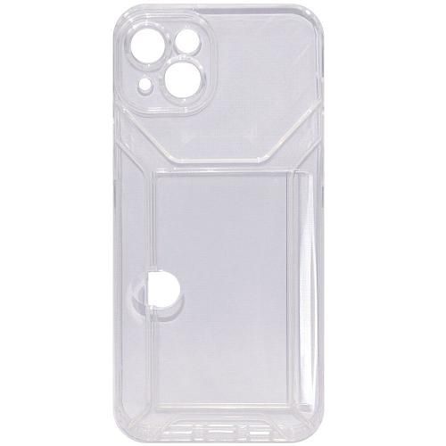 Чехол - накладка совместим с iPhone 15 Plus силикон прозрачный с кардхолдером Вид 2