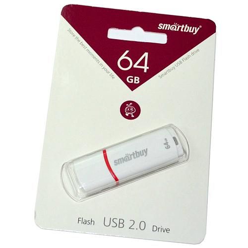 64GB USB 2.0 Flash Drive SmartBuy Crown белый (SB64GBCRW-W)