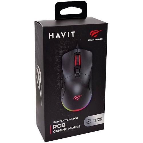Мышь проводная игровая HAVIT MS960 черный