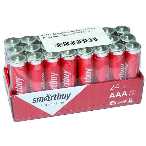 Батарейка AAA LR03 алкалиновая SmartBuy (коробка/24шт)