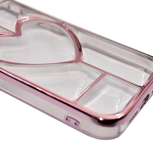 Чехол - накладка совместим с iPhone 12 Pro (6.1") "Heart" силикон розовое золото