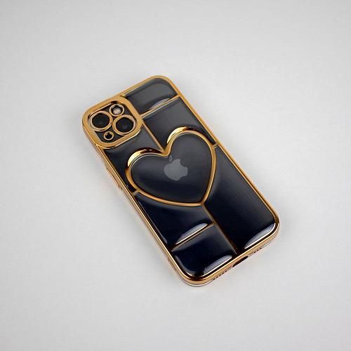 Чехол - накладка совместим с iPhone 14 Plus "Heart" силикон золото