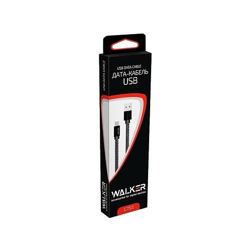 Кабель USB - Lightning 8-pin WALKER C755 черный (1м)