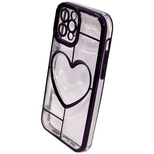 Чехол - накладка совместим с iPhone 12 Pro (6.1") "Heart" силикон фиолетовый