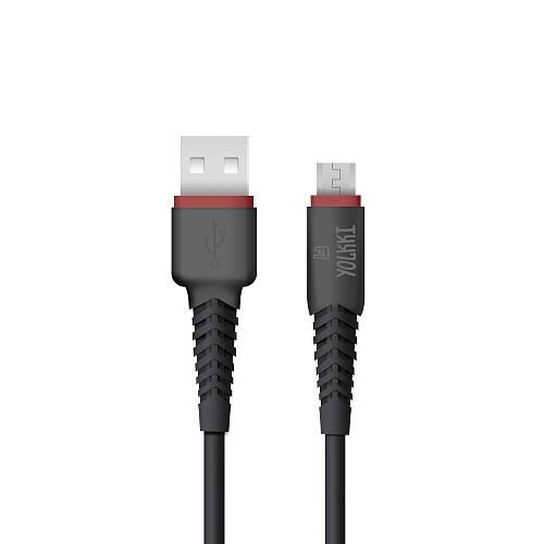 Кабель USB - micro USB YOLKKI Pro 04 черный (1м) /max 2,1A/