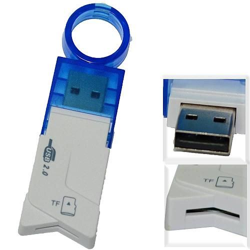 Картридер Micro SD - USB Kg 0120 бело-синий