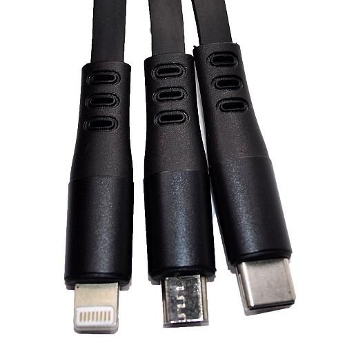 Кабель USB универсальный REMAX Lion RC-C033 Lightning 8-pin + micro USB + TYPE-C черный (1м) 15W