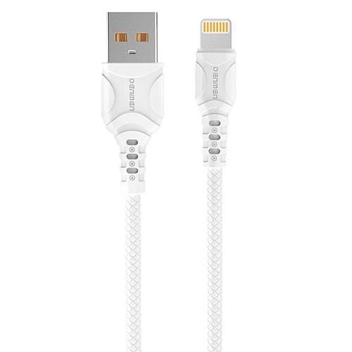Кабель USB - Lightning 8-pin DENMEN D08L QC 3.6A белый (1м) /повреждена упаковка/