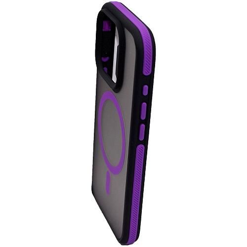 Чехол - накладка совместим с iPhone 15 Pro Max (6.7") "Mystery" с Magsafe пластик+силикон фиолетовый