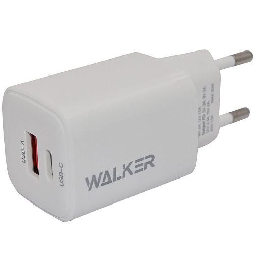 СЗУ USB-С 3,0А (USB, TYPE-C, QC 3.0, PD, 30W) WALKER WH-60 белое