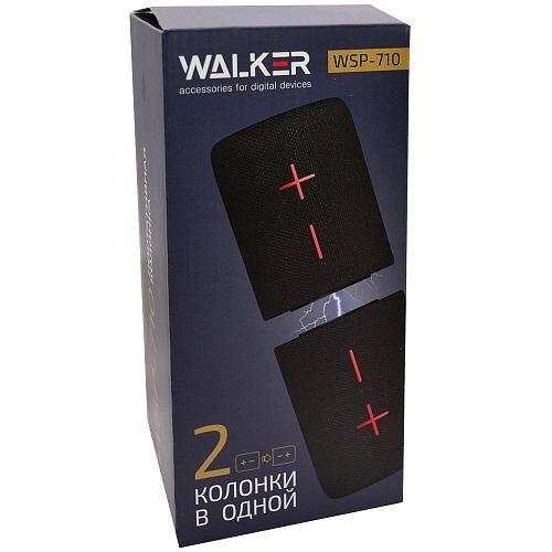 Колонка портативная WALKER WSP-710 (2в1 на магнитах, 10W*2) черный