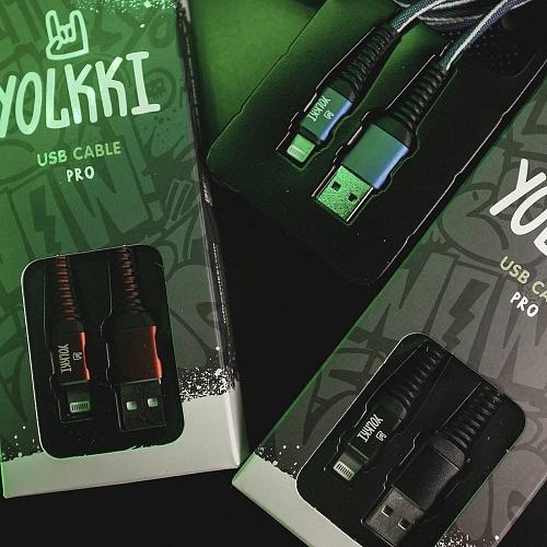 Кабель USB - TYPE-C YOLKKI Pro 02 черный (1м) /max 2,1A/