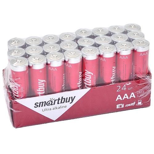 Батарейка AAA LR03 алкалиновая SmartBuy (коробка 24шт/по 4шт в пленке)