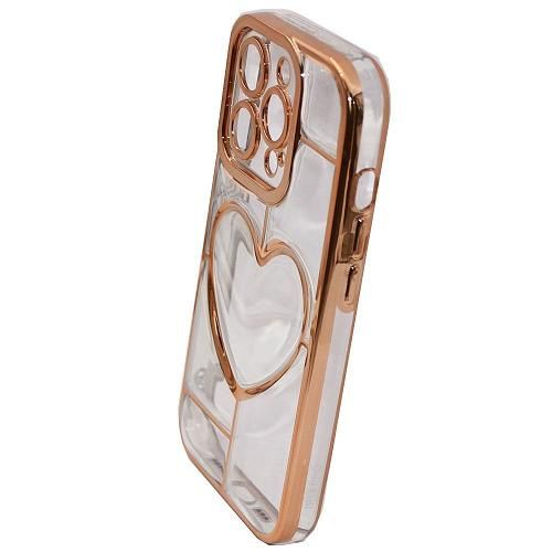 Чехол - накладка совместим с iPhone 13 Pro (6.1") "Heart" силикон золото
