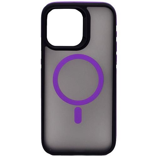 Чехол - накладка совместим с iPhone 12 Pro Max (6.7") "Mystery" с Magsafe пластик+силикон фиолет/повреждена упак