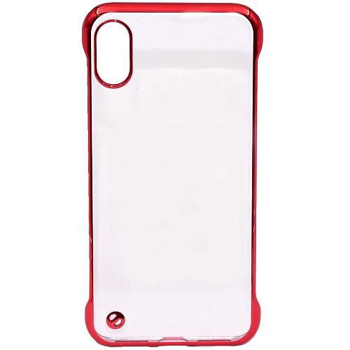 Чехол - накладка совместим с iPhone Xs Max пластик прозрачный + ободок красный