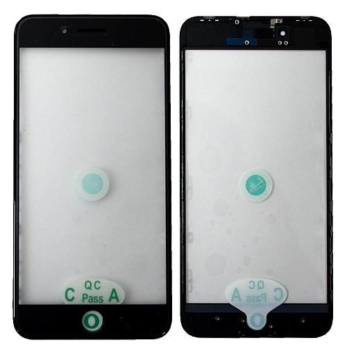 Стекло совместим с iPhone 8 Plus + OCA + рамка черный (олеофобное покрытие) orig Factory