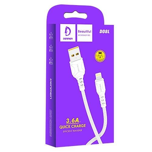 Кабель USB - Lightning 8-pin DENMEN D08L QC 3.6A белый (1м)
