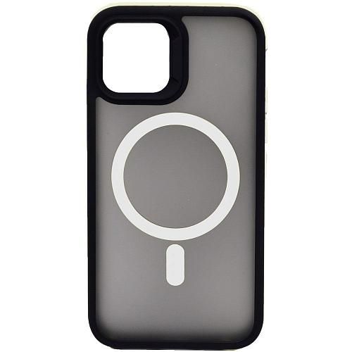 Чехол - накладка совместим с iPhone 12 Pro (6.1") "Mystery" с Magsafe пластик+силикон белый/повреждена упак/