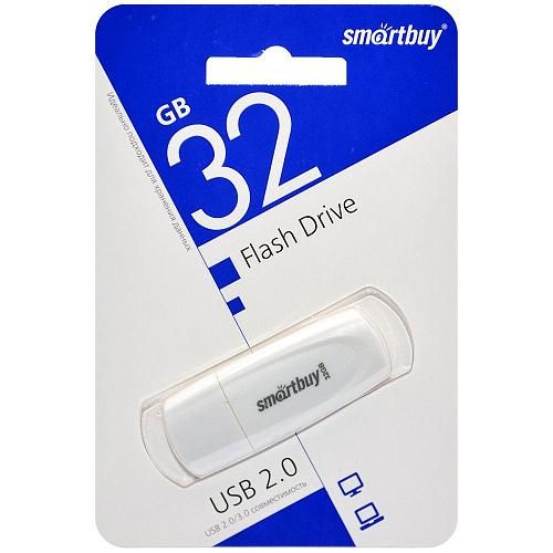 32GB USB 2.0 Flash Drive SmartBuy Scout белый (SB032GB2SCW)