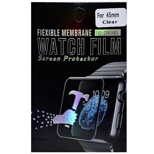 Пленка ударопрочная совместим с Apple Watch (45 мм) 3D с рамкой черная /в упаковке/