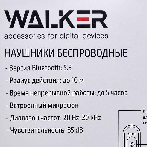 Наушники внутриканальные Bluetooth WALKER WBT-11 черный