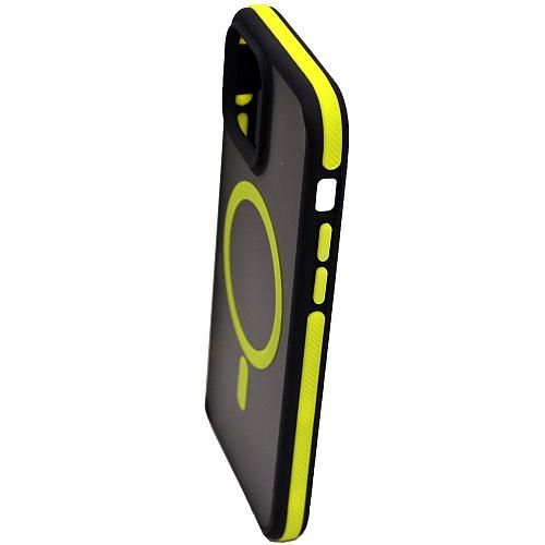 Чехол - накладка совместим с iPhone 15 (6.1") "Mystery" с Magsafe пластик+силикон желтый