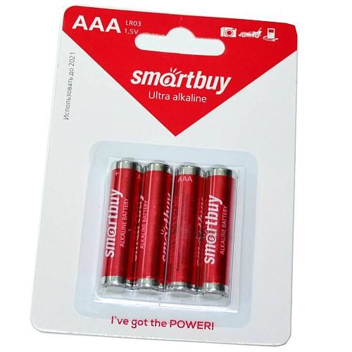 Батарейка AAA LR03 алкалиновая SmartBuy (блистер/4шт)