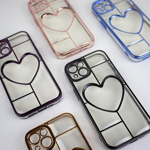 Чехол - накладка совместим с iPhone 14 Pro "Heart" силикон черный