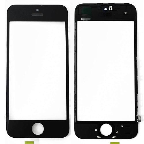 Стекло совместим с iPhone 5S + OCA + рамка черный (олеофобное покрытие) orig Factory