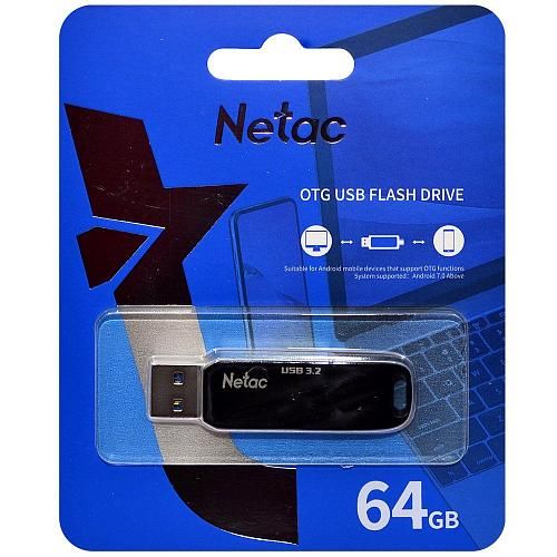 64GB USB 3.0/Type C Flash Drive NETAC US11 Dual черный/серебро (NT03US11C-064G-32BK)