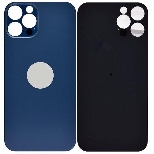 Стекло задней крышки совместим с iPhone 12 Pro Max синий /увеличенный вырез камеры/ 