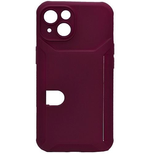 Чехол - накладка совместим с iPhone 14 (6.1") "Cardholder" Вид 2 силикон бордовый