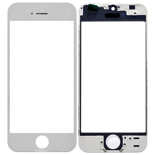 Стекло совместим с iPhone 5S + OCA + рамка белый (олеофобное покрытие) orig Factory AA