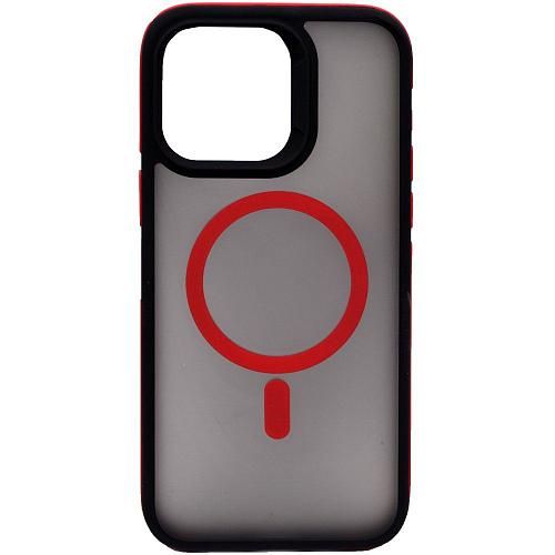 Чехол - накладка совместим с iPhone 15 Pro Max (6.7") "Mystery" с Magsafe пластик+силикон красный