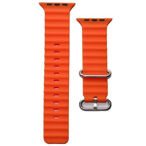 Ремешок совместим с Apple Watch (42/44/45/49 мм) силикон ребристый оранжевый 