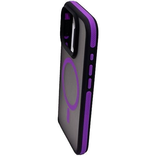 Чехол - накладка совместим с iPhone 15 Pro (6.1") "Mystery" с Magsafe пластик+силикон фиолетовый