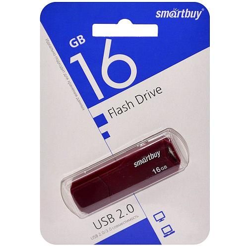 16GB USB 2.0 Flash Drive SmartBuy Clue бургунди (SB16GBCLU-BG)