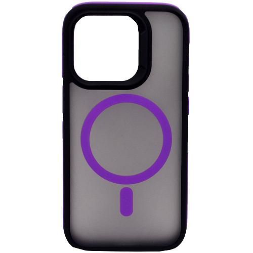 Чехол - накладка совместим с iPhone 15 Pro (6.1") "Mystery" с Magsafe пластик+силикон фиолетовый