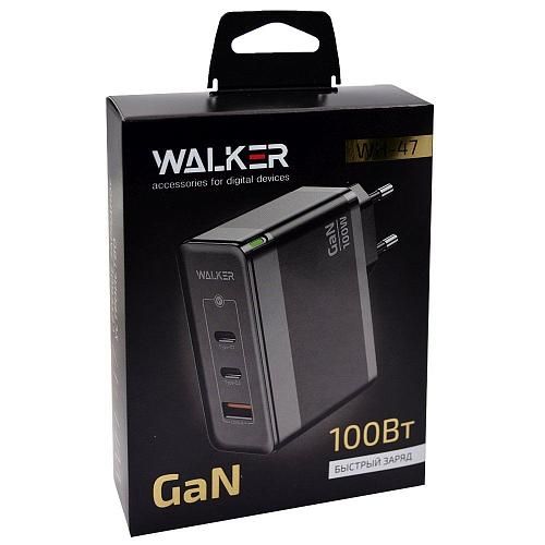 СЗУ USB-С 3,25А (USB, TYPE-C, QC 3.0, PD, GaN, 100W) WALKER WH-47 черный