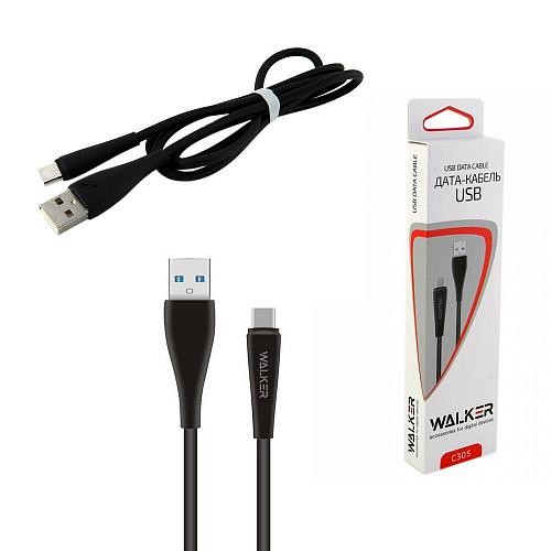 Кабель USB - TYPE-C WALKER C305 черный (1м) 