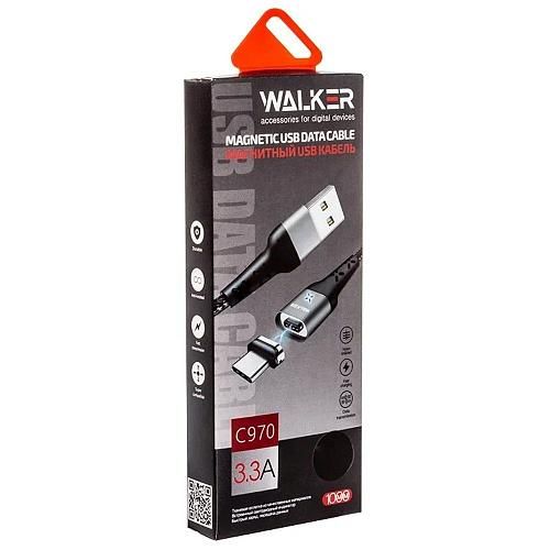 Кабель USB - Lightning 8-pin WALKER C970 (магнитный) черный (1м)